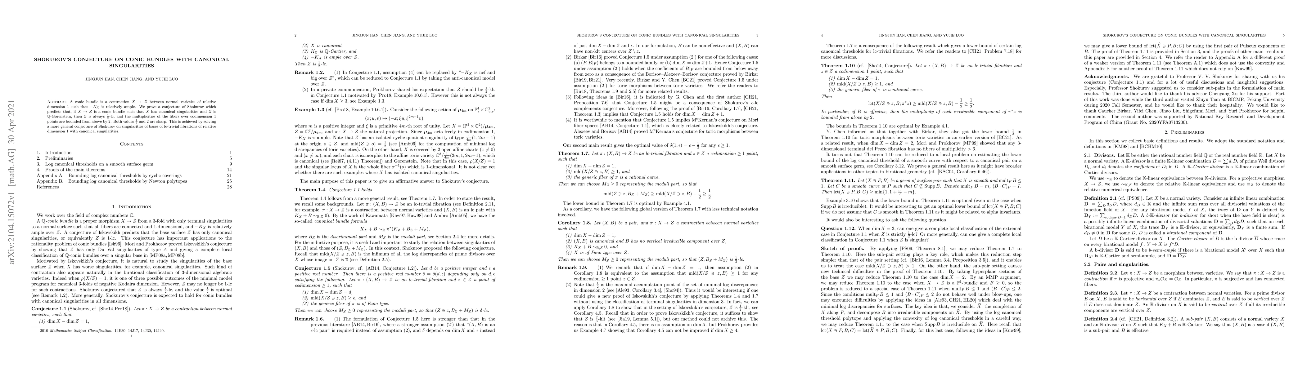 Thumbnail for Shokurov's conjecture on conic bundles with canonical singularities