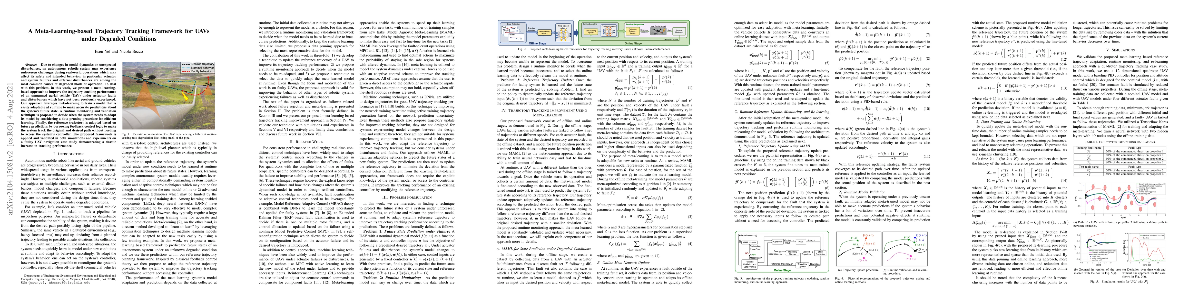 Thumbnail for A Meta-Learning-based Trajectory Tracking Framework for UAVs under
  Degraded Conditions