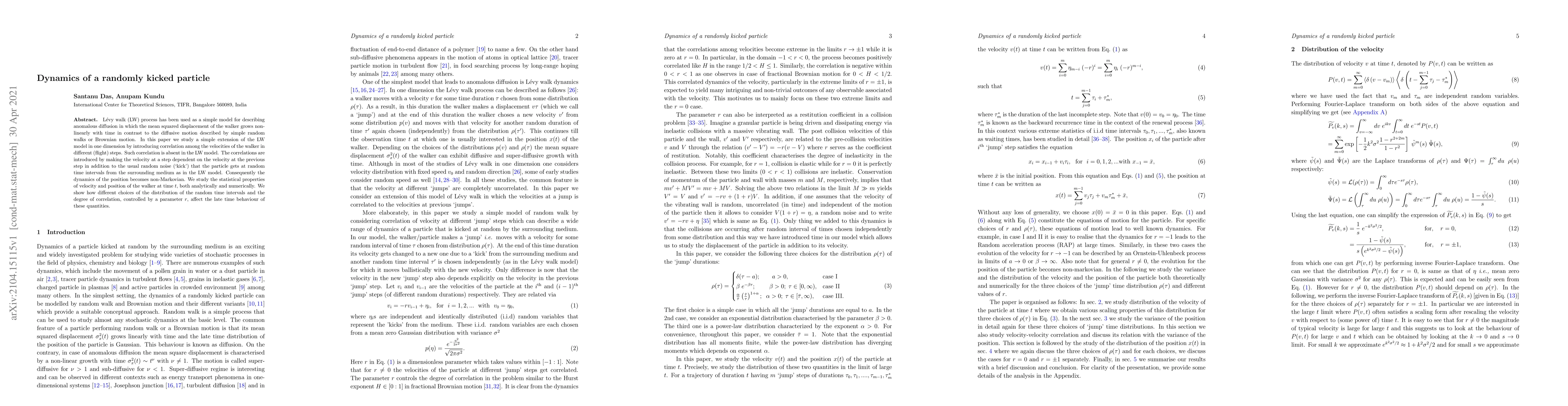 Thumbnail for Dynamics of a randomly kicked particle