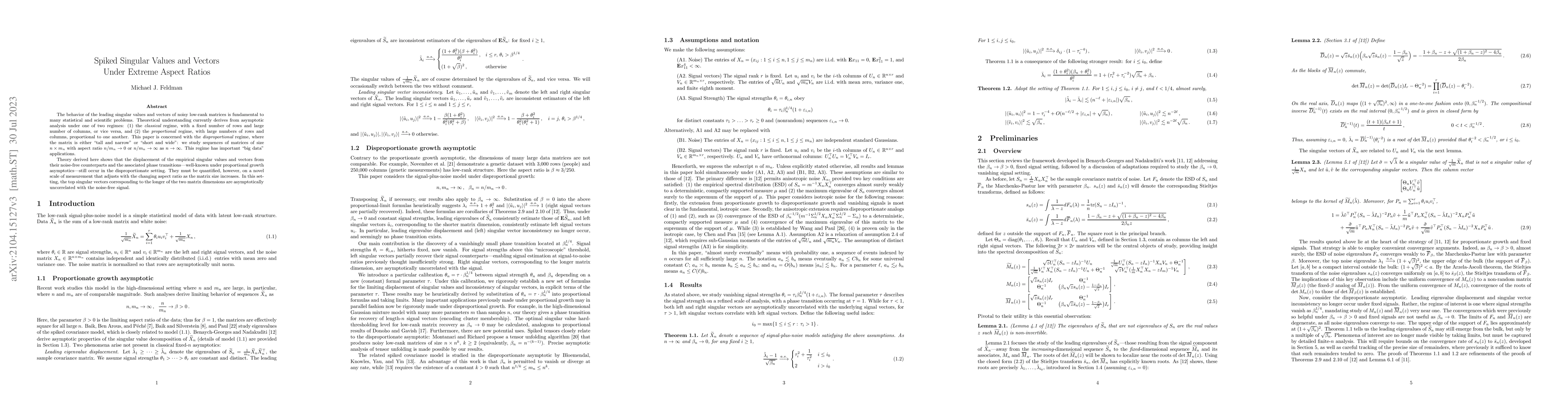Thumbnail for Spiked Singular Values and Vectors under Extreme Aspect Ratios
