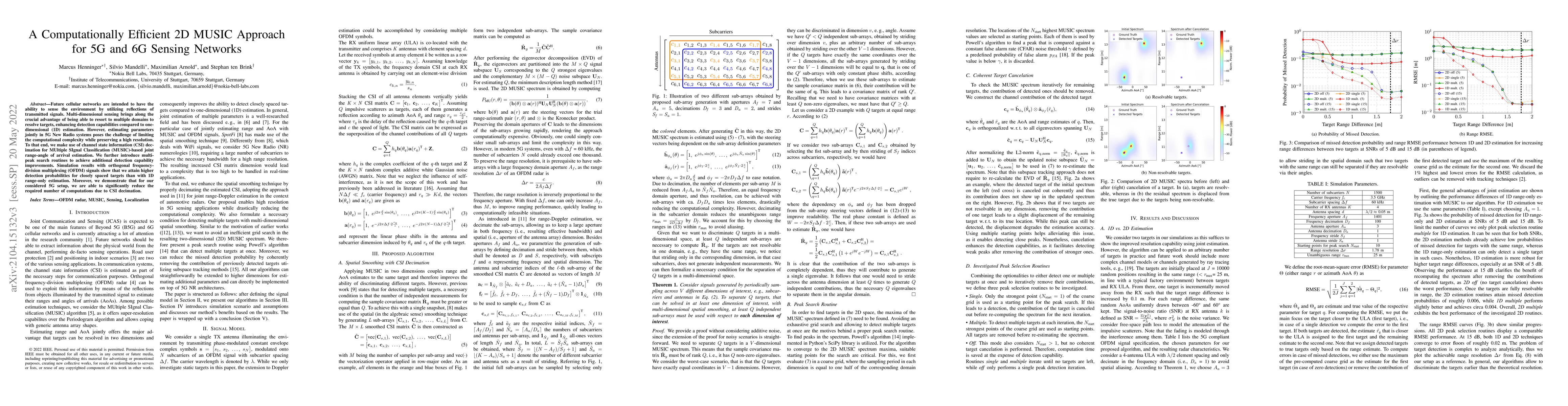 Thumbnail for A Computationally Efficient 2D MUSIC Approach for 5G and 6G Sensing
  Networks