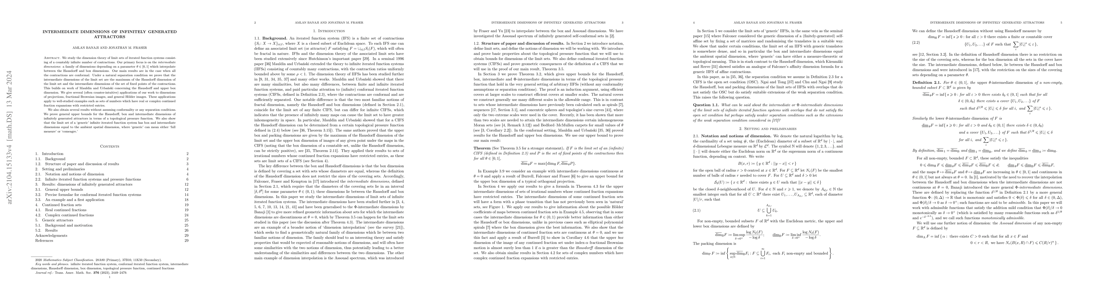 Thumbnail for Intermediate dimensions of infinitely generated attractors