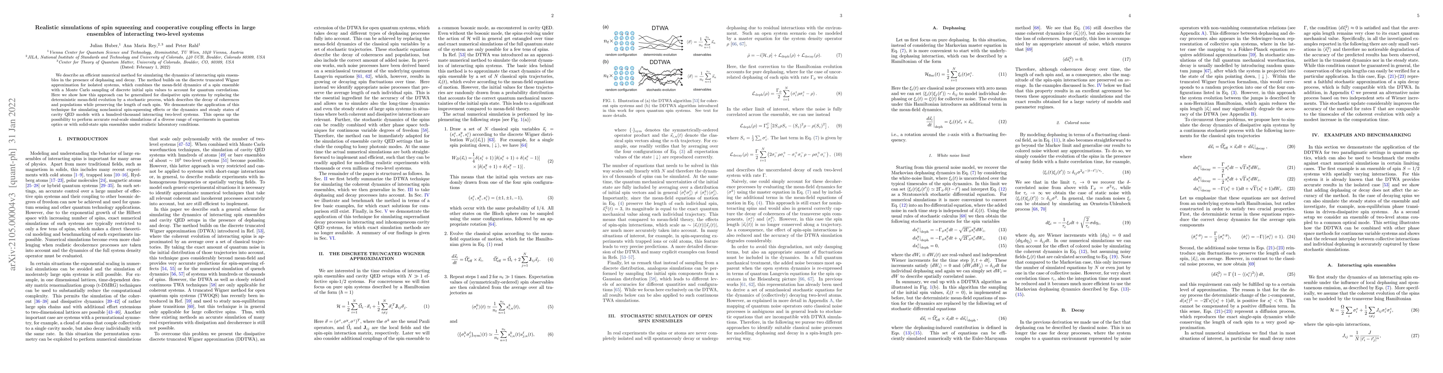 Thumbnail for Realistic simulations of spin squeezing and cooperative coupling effects
  in large ensembles of interacting two-level systems