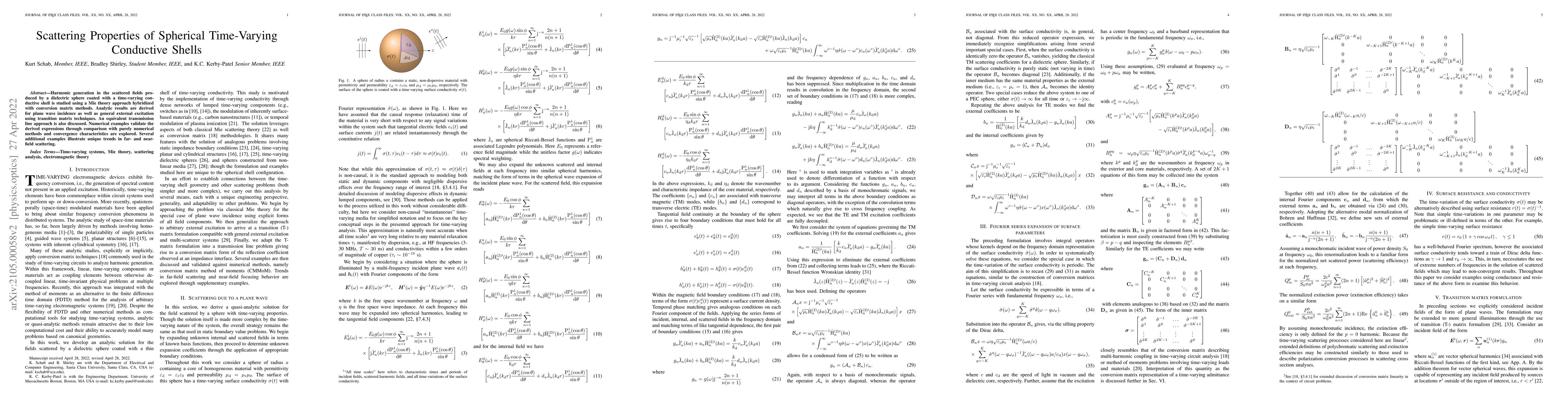 Thumbnail for Scattering Properties of Spherical Time-Varying Conductive Shells