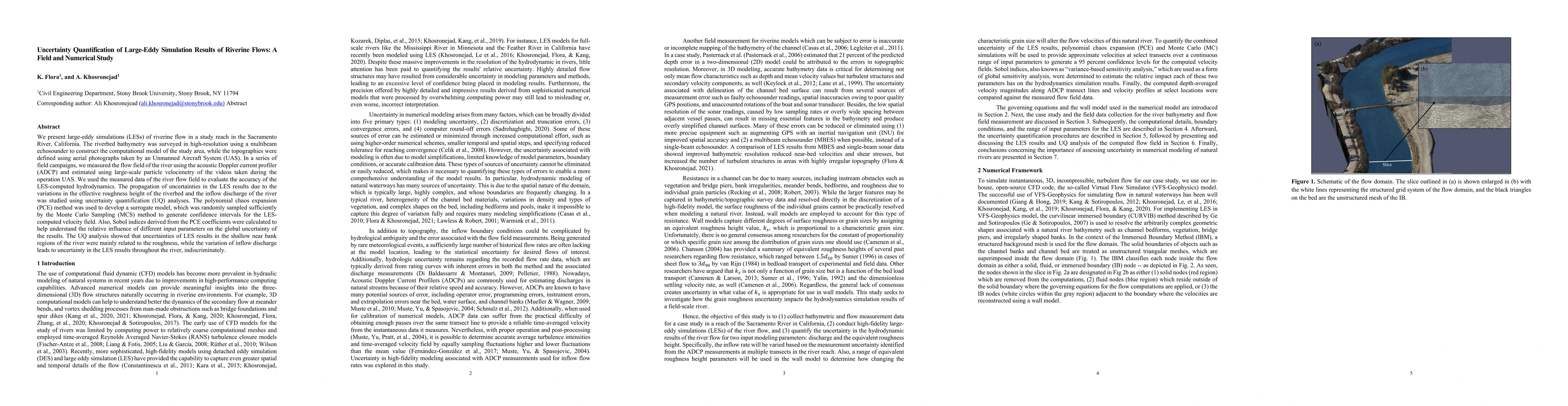 Thumbnail for Uncertainty Quantification of Large-Eddy Simulation Results of Riverine
  Flows: A Field and Numerical Study