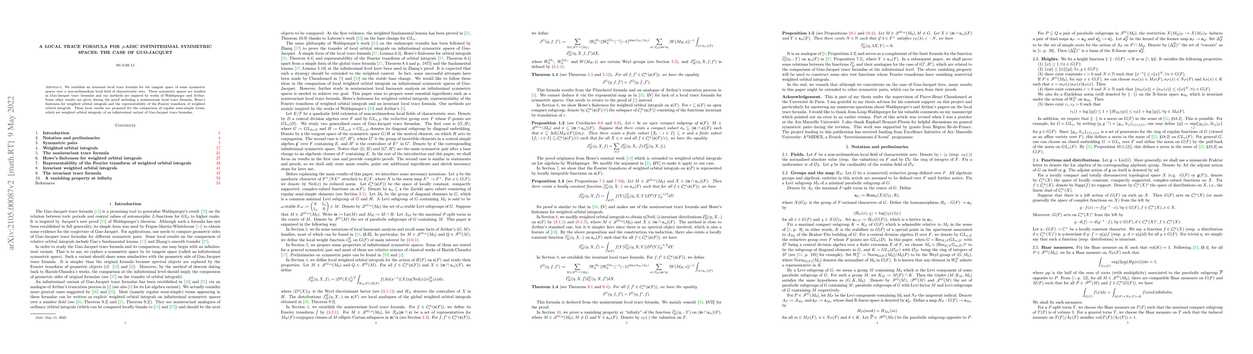 Thumbnail for A local trace formula for $p$-adic infinitesimal symmetric spaces: the
  case of Guo-Jacquet
