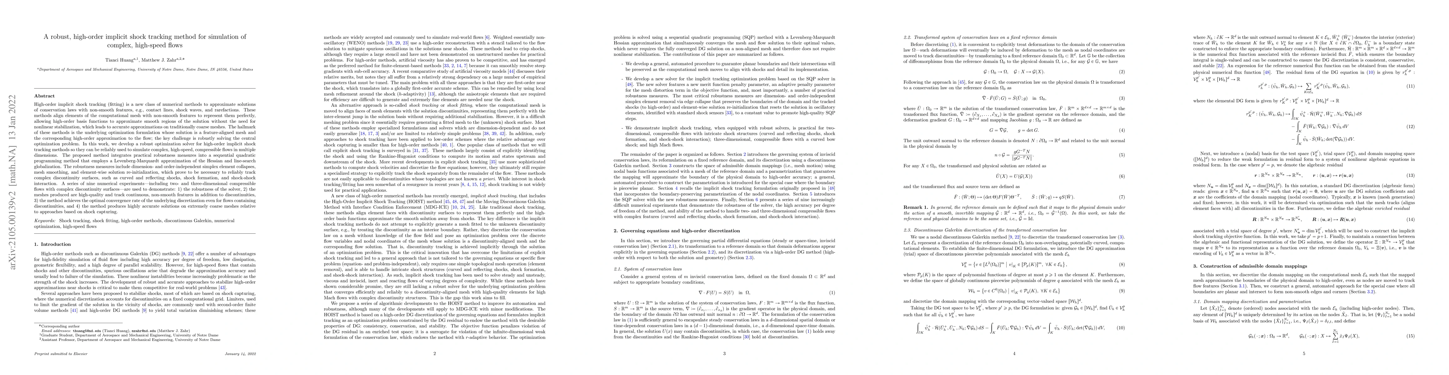 Thumbnail for A robust, high-order implicit shock tracking method for simulation of
  complex, high-speed flows