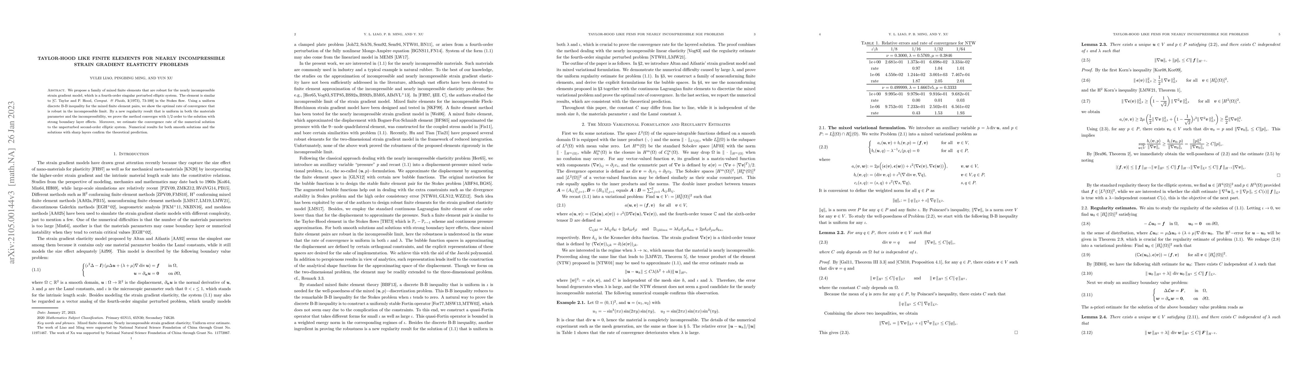 Thumbnail for Taylor-Hood like finite elements for nearly incompressible strain
  gradient elasticity problems
