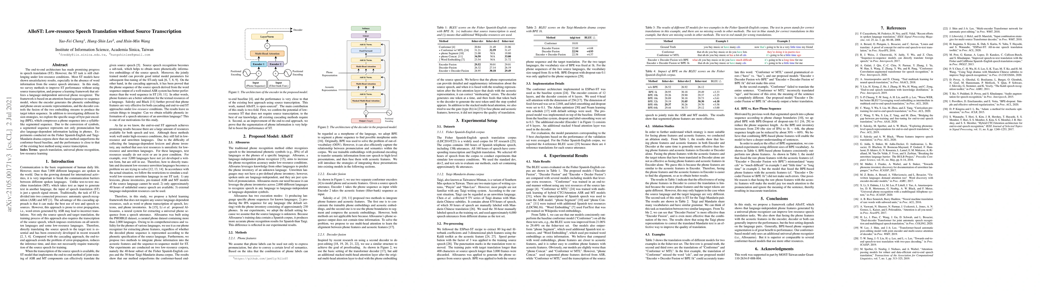 Thumbnail for AlloST: Low-resource Speech Translation without Source Transcription