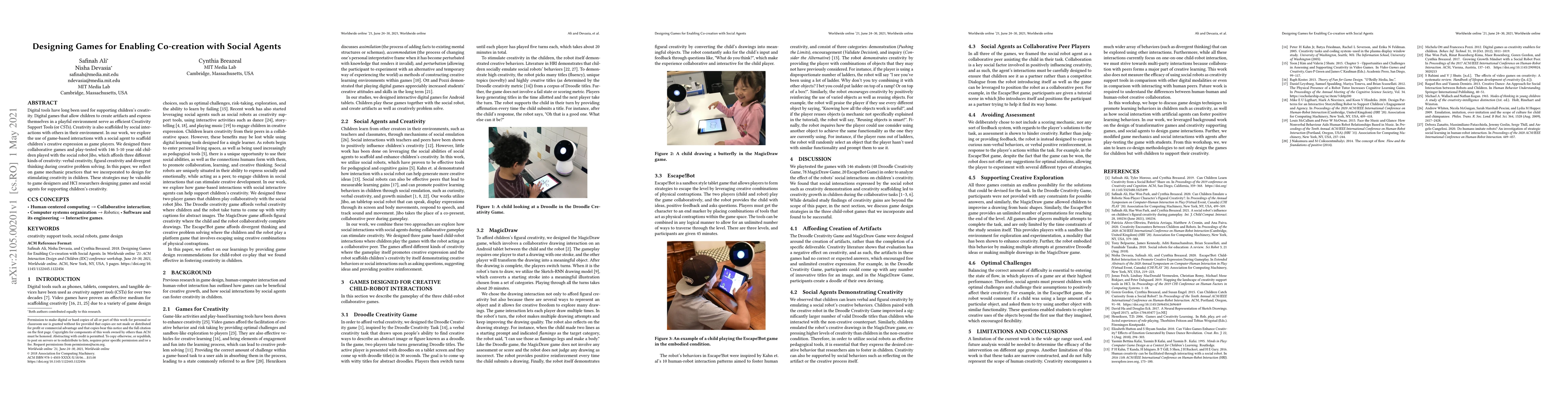 Thumbnail for Designing Games for Enabling Co-creation with Social Agents