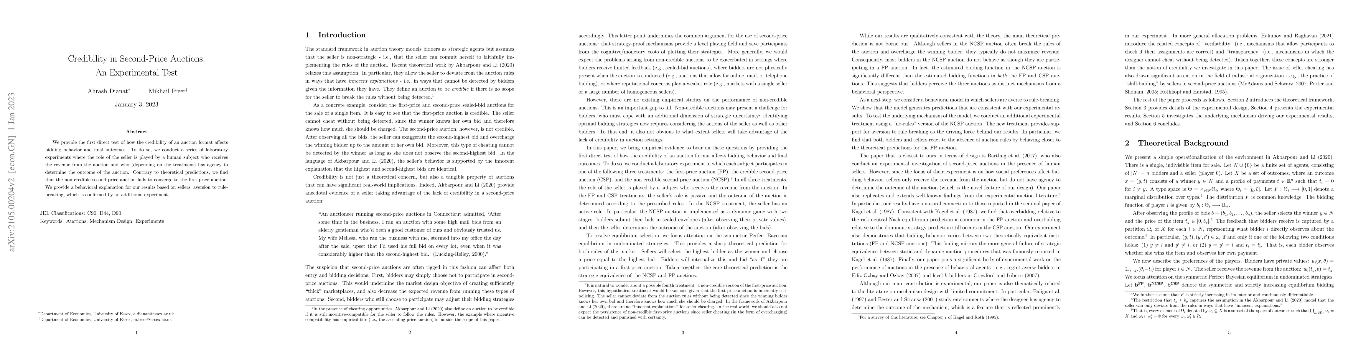 Thumbnail for Credibility in Second-Price Auctions: An Experimental Test