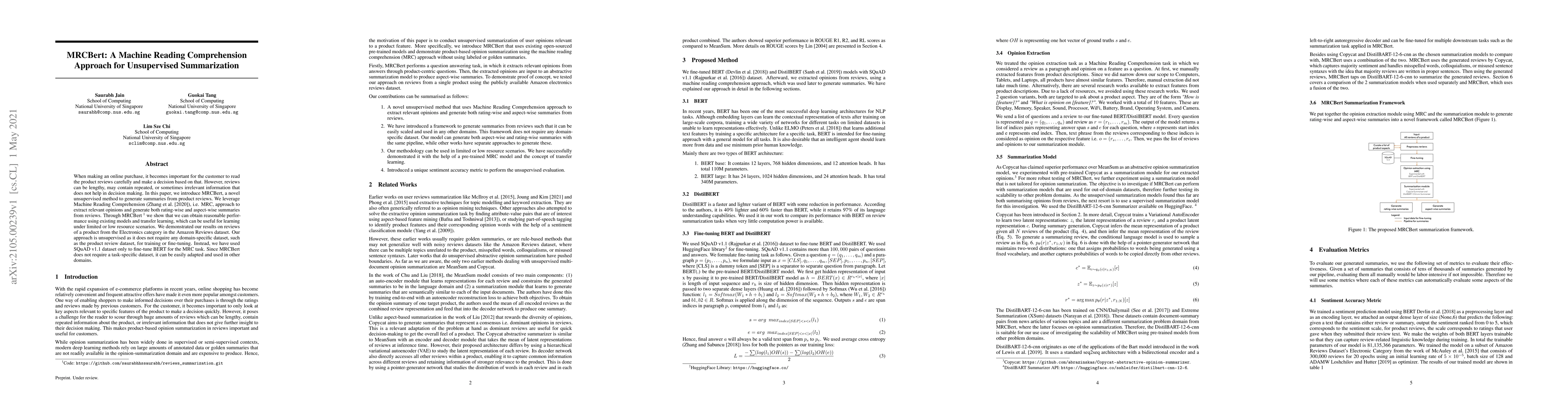 Thumbnail for MRCBert: A Machine Reading ComprehensionApproach for Unsupervised
  Summarization