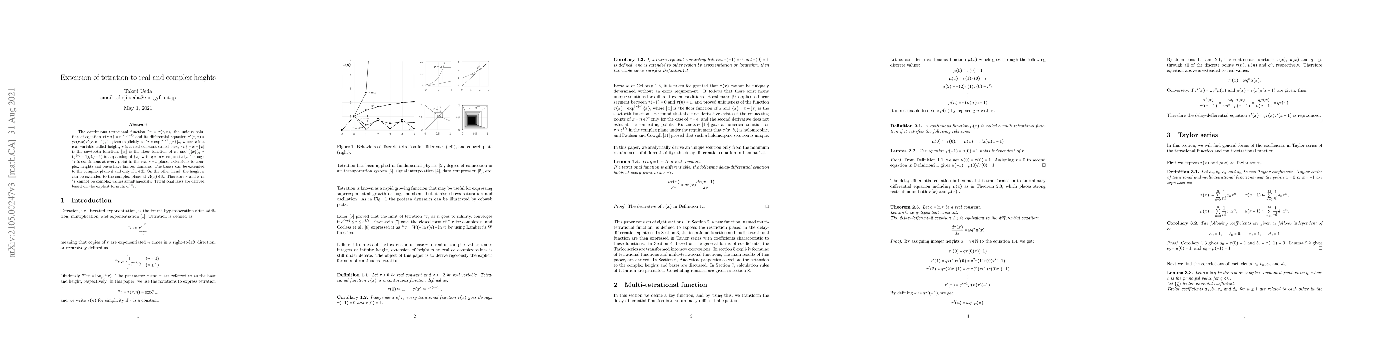 Thumbnail for Extension of tetration to real and complex heights