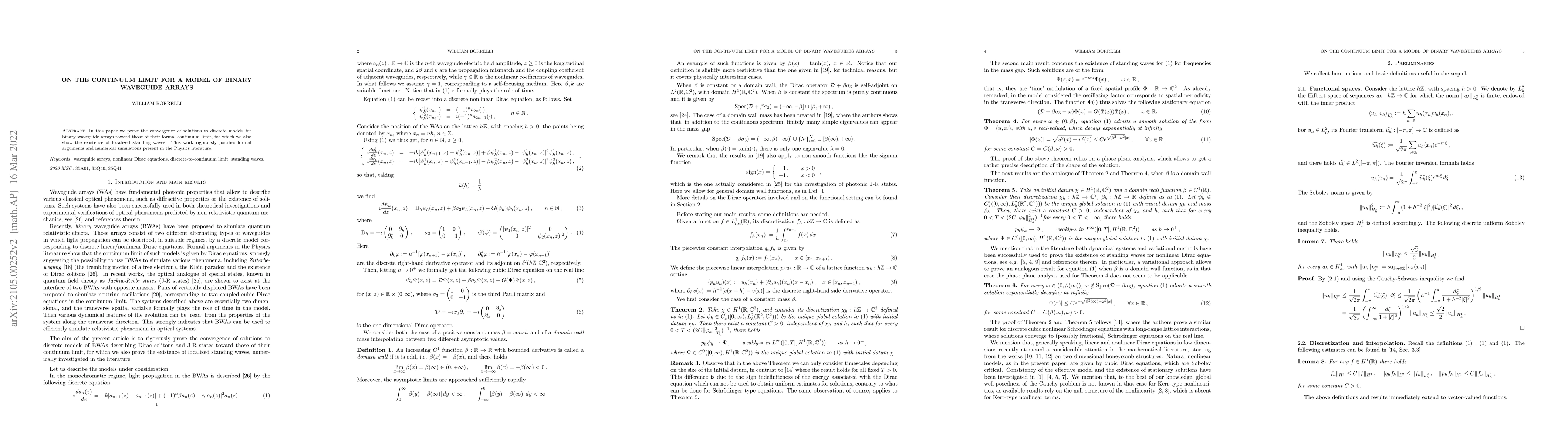 Thumbnail for On the continuum limit for a model of binary waveguide arrays