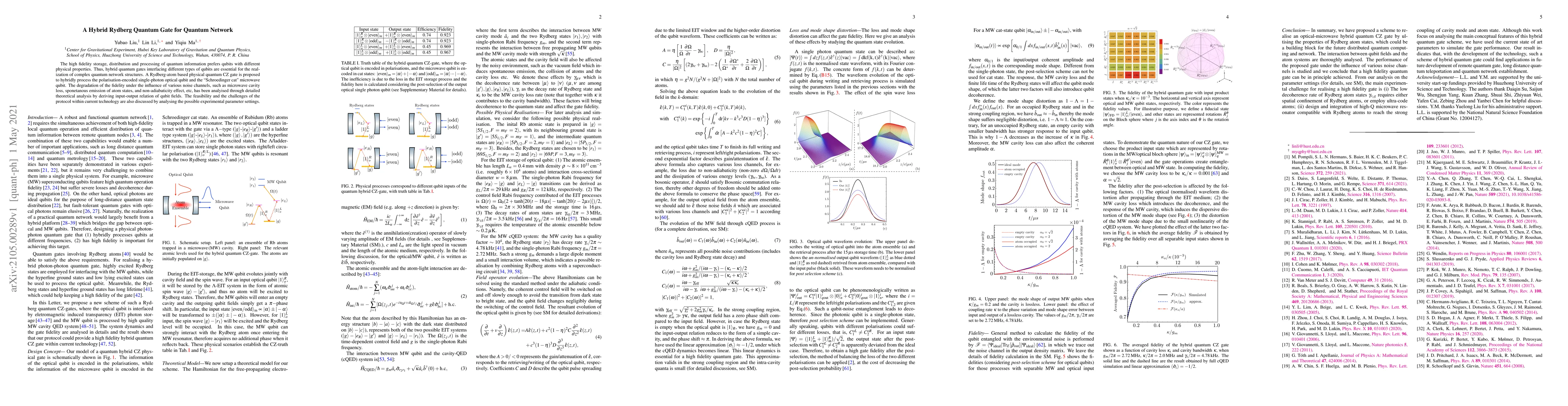 Thumbnail for A Hybrid Rydberg Quantum Gate for Quantum Network