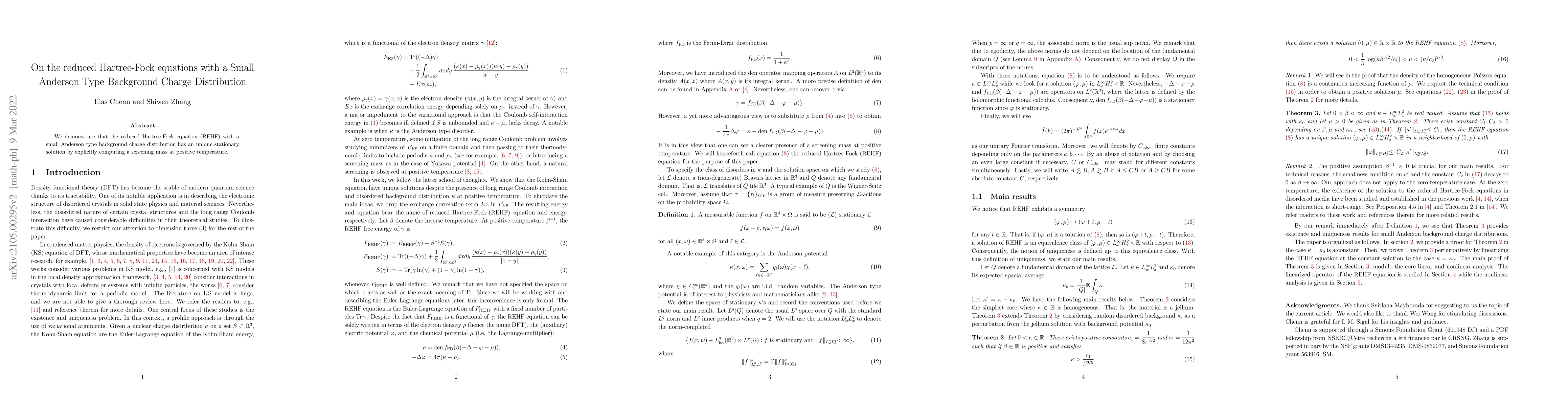 Thumbnail for On the Reduced Hartree-Fock Equations with a Small Anderson Type
  Background Charge Distribution