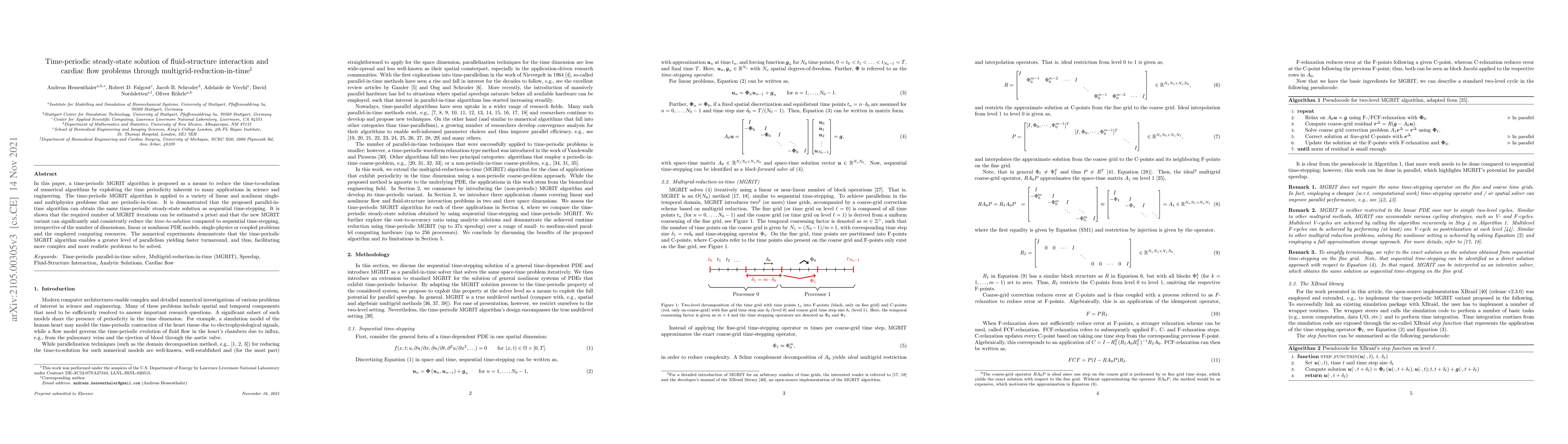 Thumbnail for Time-periodic steady-state solution of fluid-structure interaction and
  cardiac flow problems through multigrid-reduction-in-time