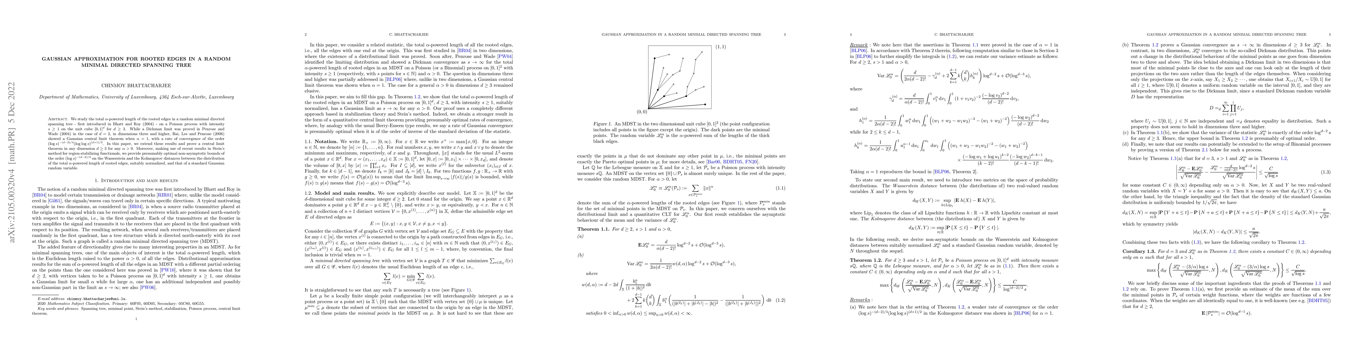 Thumbnail for Gaussian approximation for rooted edges in a random minimal directed
  spanning tree