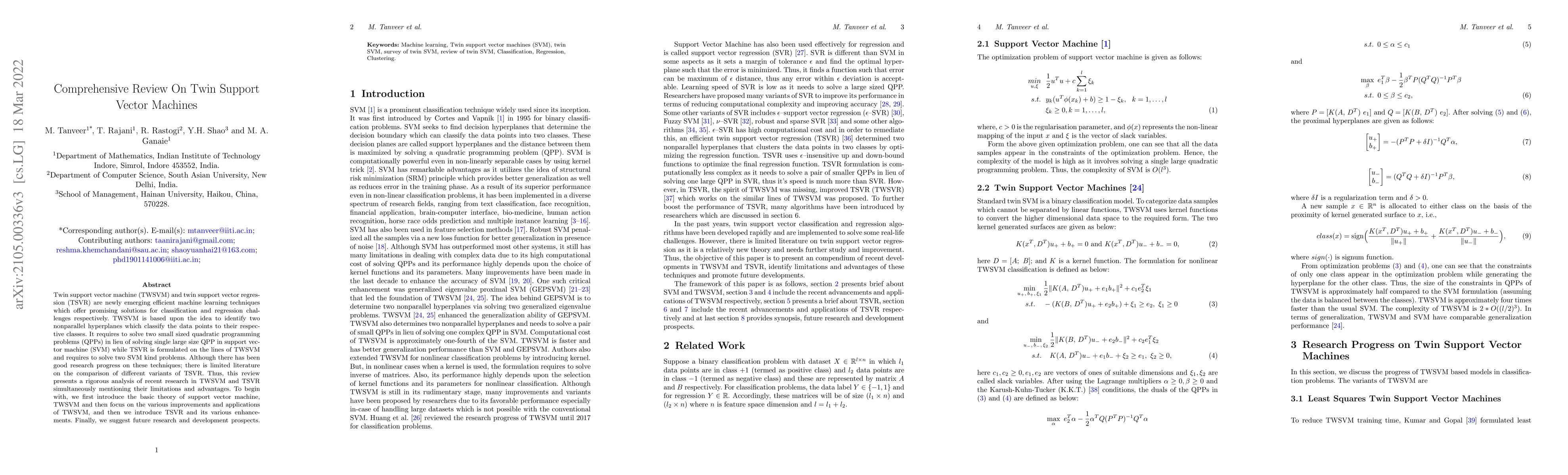 Thumbnail for Comprehensive Review On Twin Support Vector Machines