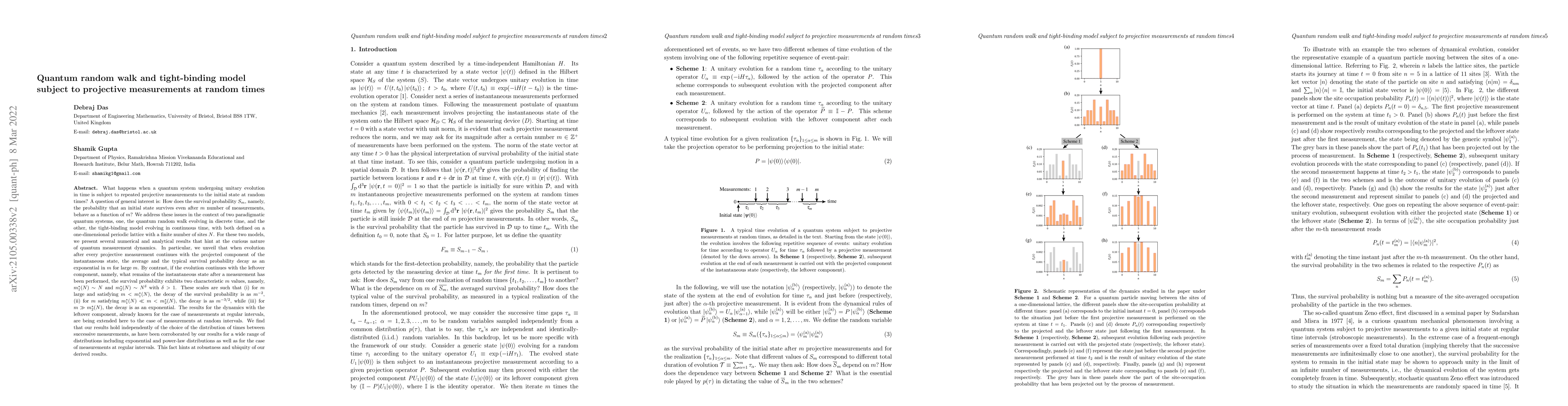 Thumbnail for Quantum random walk and tight-binding model subject to projective
  measurements at random times