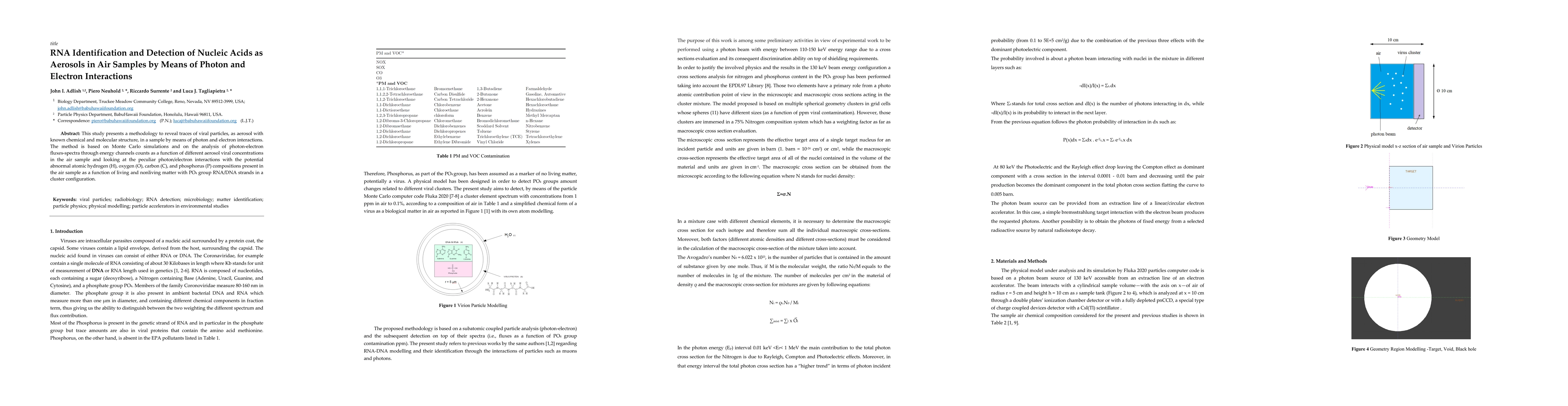 Thumbnail for RNA Identification and Detection of Nucleic Acids as Aerosols in Air
  Samples by Means of Photon and Electron Interactions