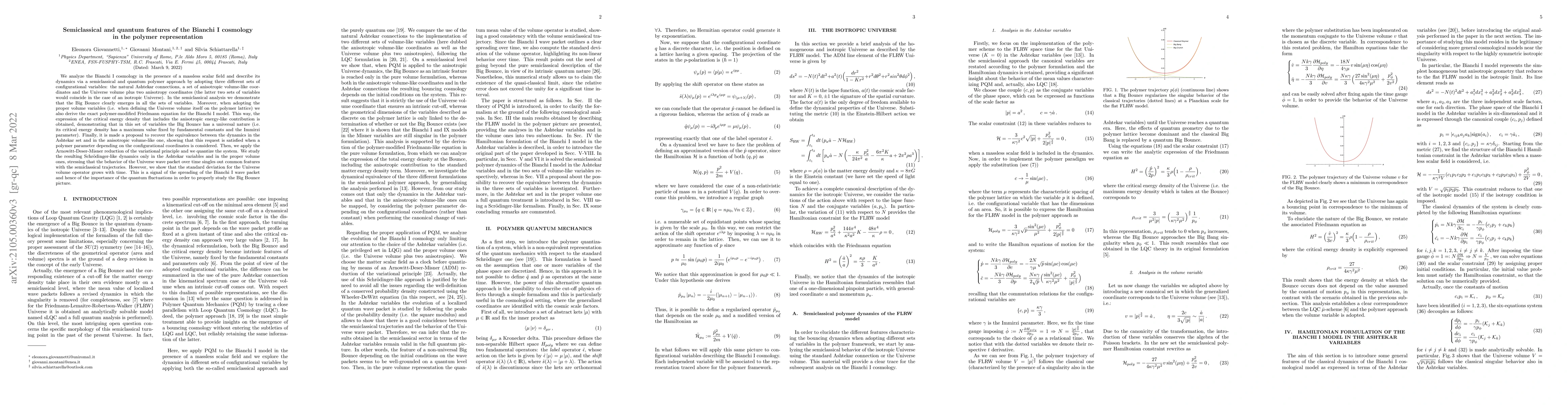 Thumbnail for Semiclassical and quantum features of the Bianchi I cosmology in the
  polymer representation