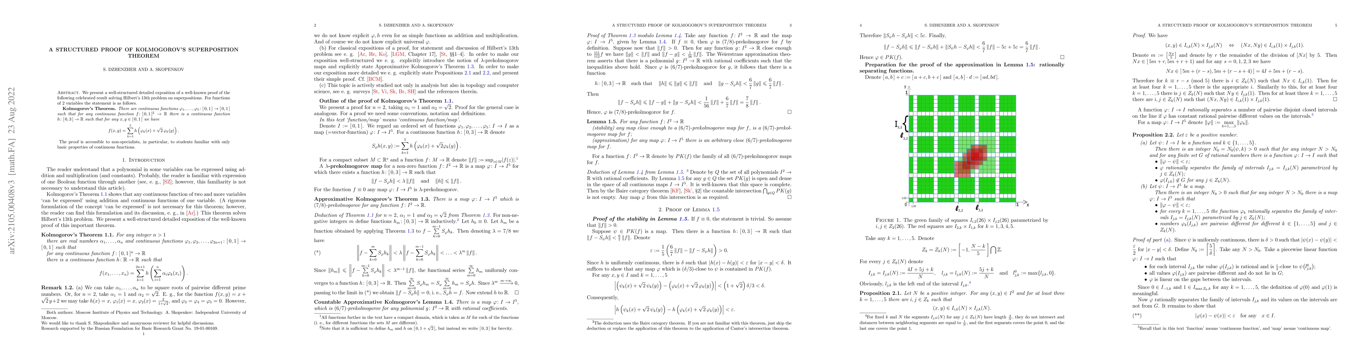 Thumbnail for A structured proof of Kolmogorov's Superposition Theorem