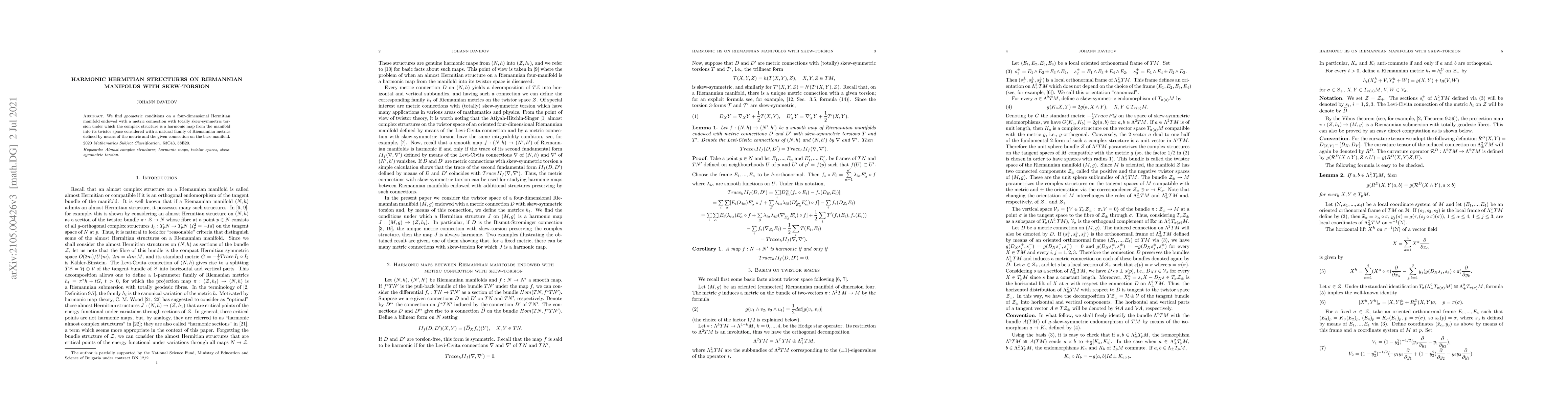 Thumbnail for Harmonic Hermitian structures on Riemannian manifolds with skew-torsion