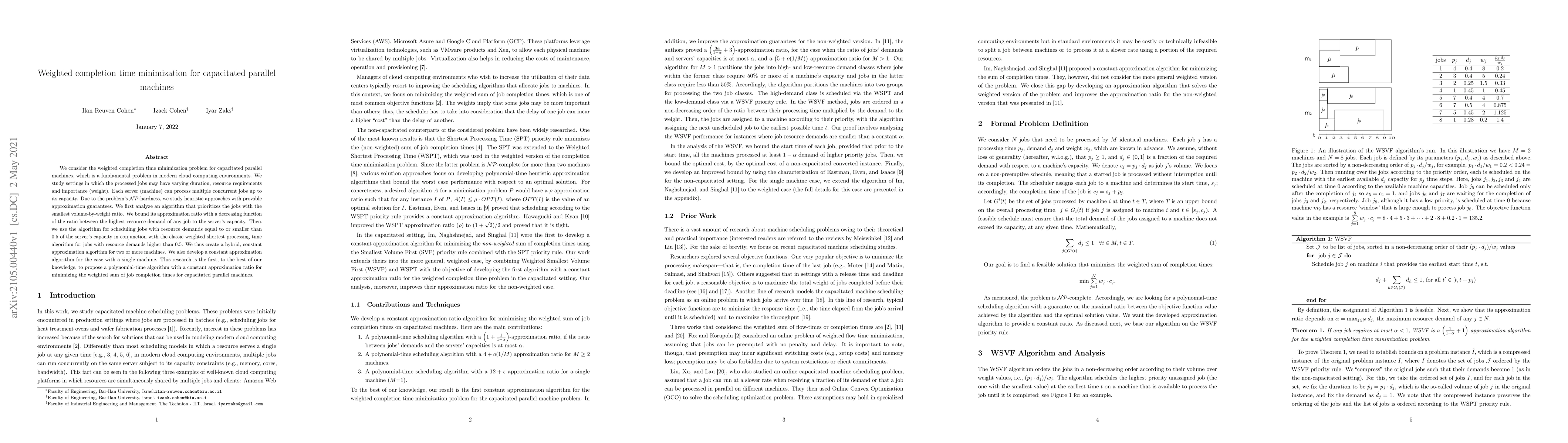 Thumbnail for Weighted completion time minimization for capacitated parallel machines