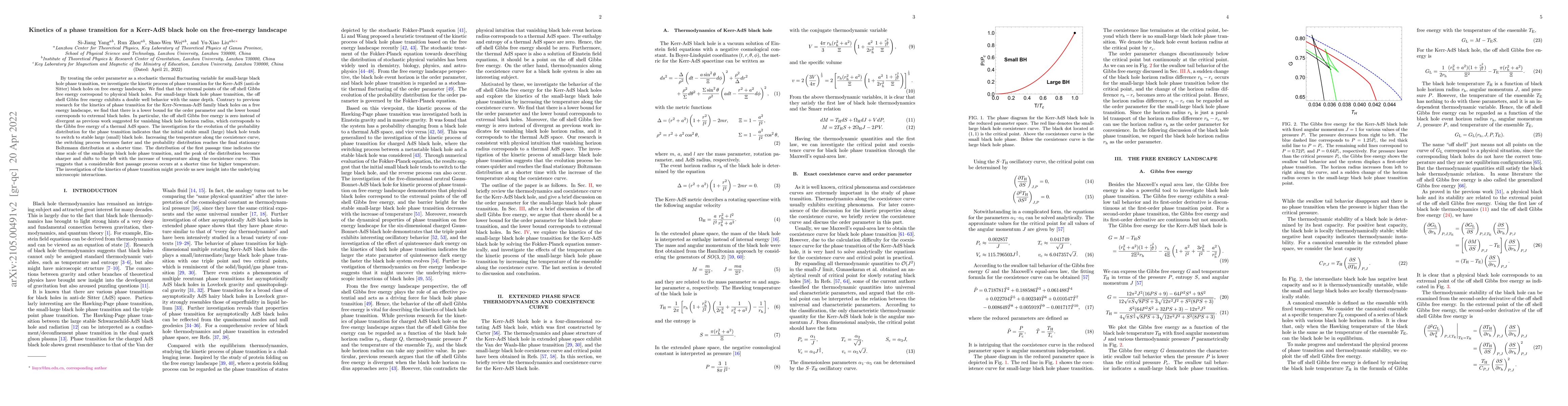 Thumbnail for Kinetics of a phase transition for a Kerr-AdS black hole on the
  free-energy landscape