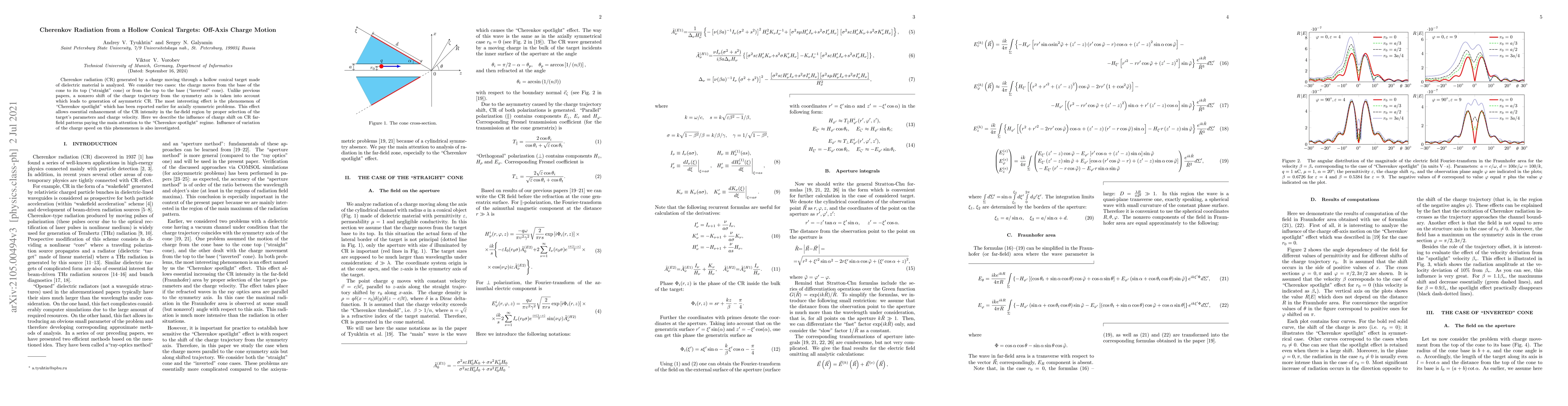 Thumbnail for Cherenkov Radiation from a Hollow Conical Targets: Off-Axis Charge
  Motion