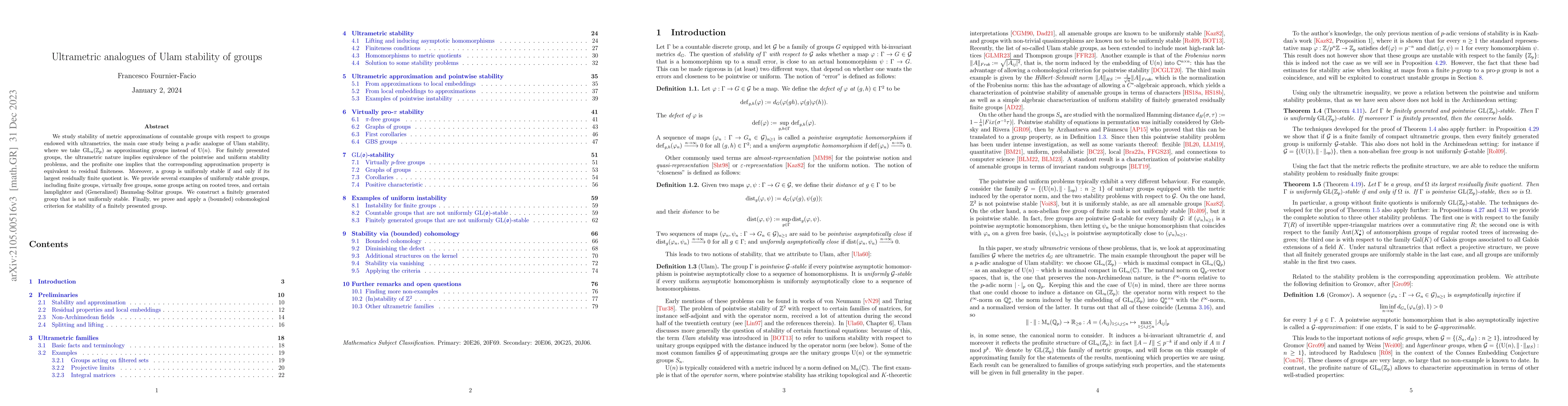 Thumbnail for Ultrametric analogues of Ulam stability of groups