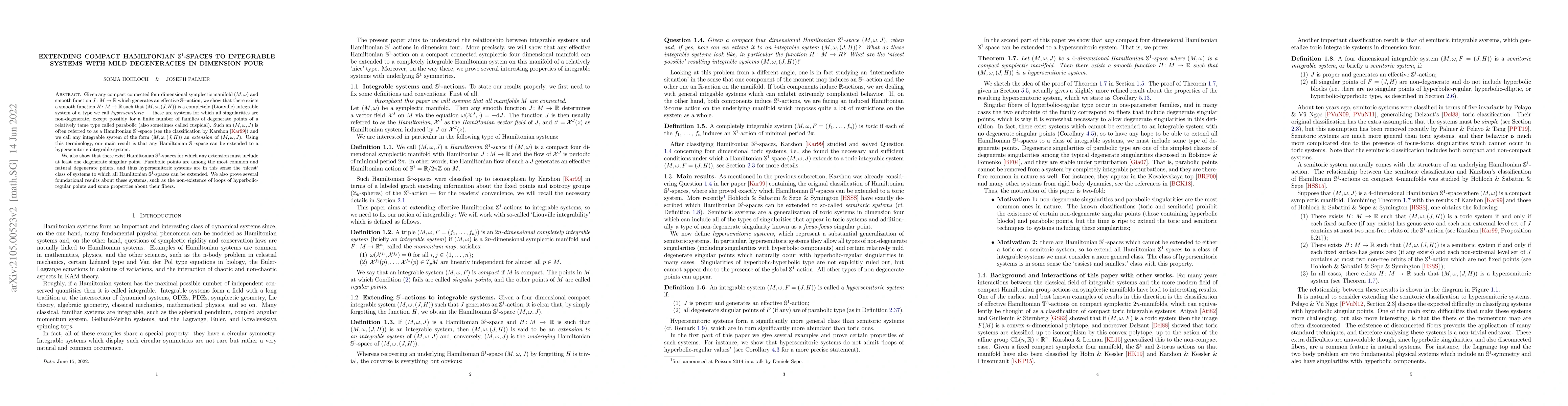 Thumbnail for Extending compact Hamiltonian $\mathbb{S}^1$-spaces to integrable
  systems with mild degeneracies in dimension four