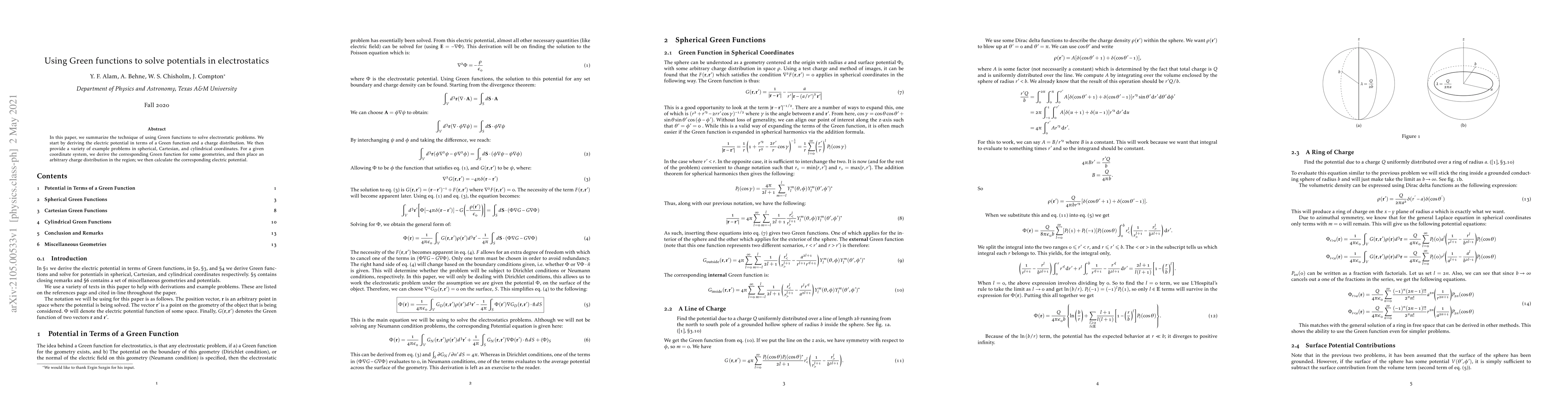 Thumbnail for Using Green functions to solve potentials in electrostatics