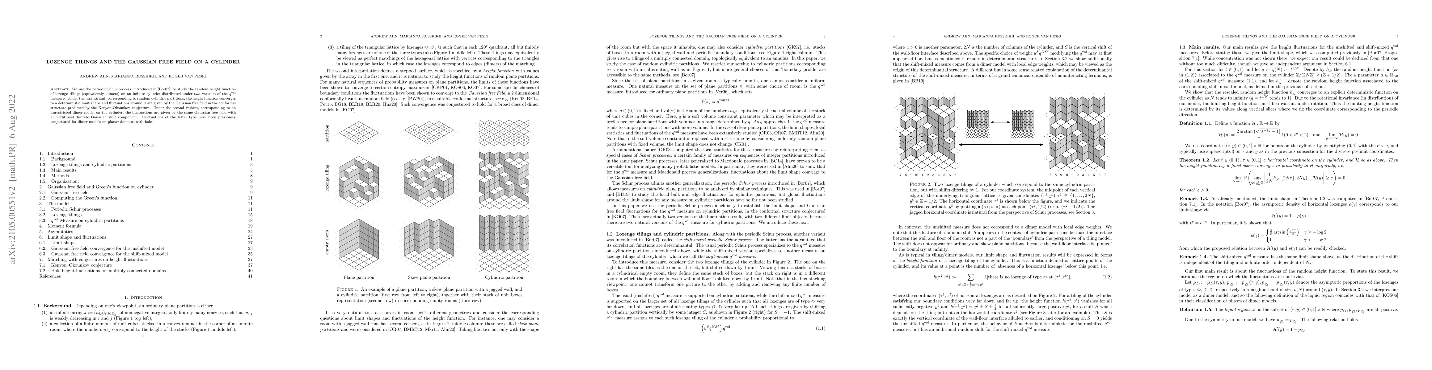 Thumbnail for Lozenge tilings and the Gaussian free field on a cylinder