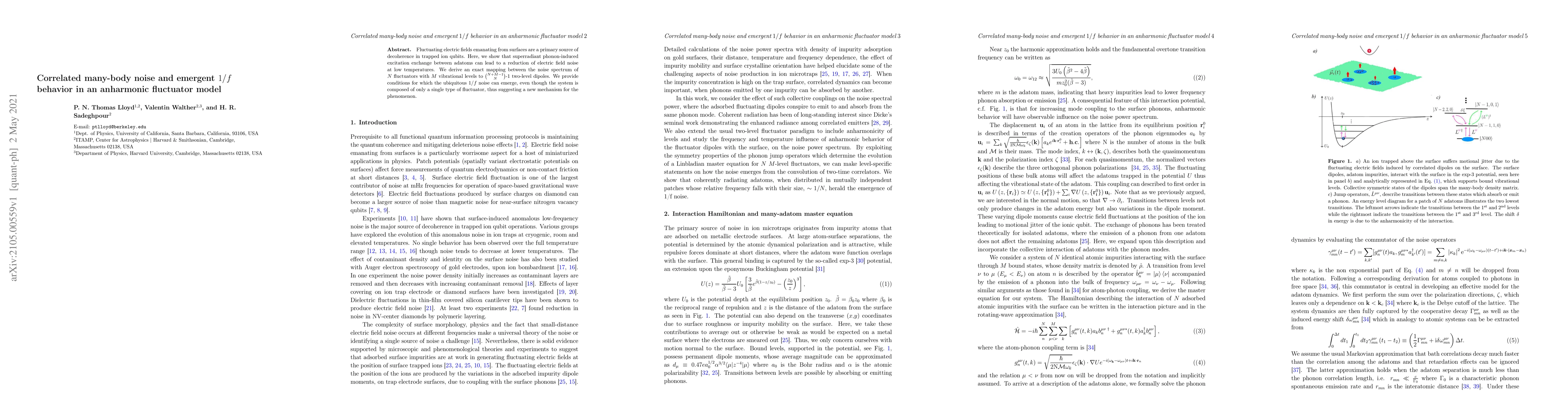 Thumbnail for Correlated many-body noise and emergent $1/f$ behavior in an anharmonic
  fluctuator model