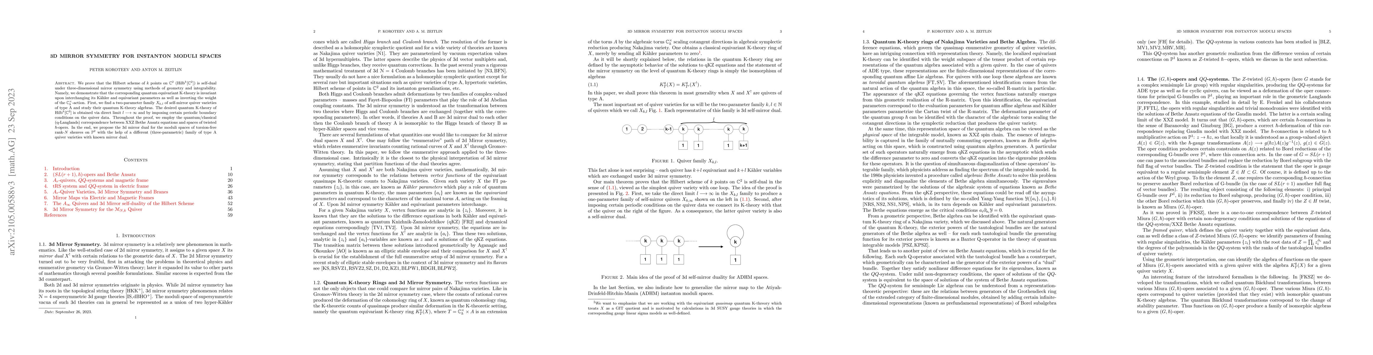 Thumbnail for 3d Mirror Symmetry for Instanton Moduli Spaces