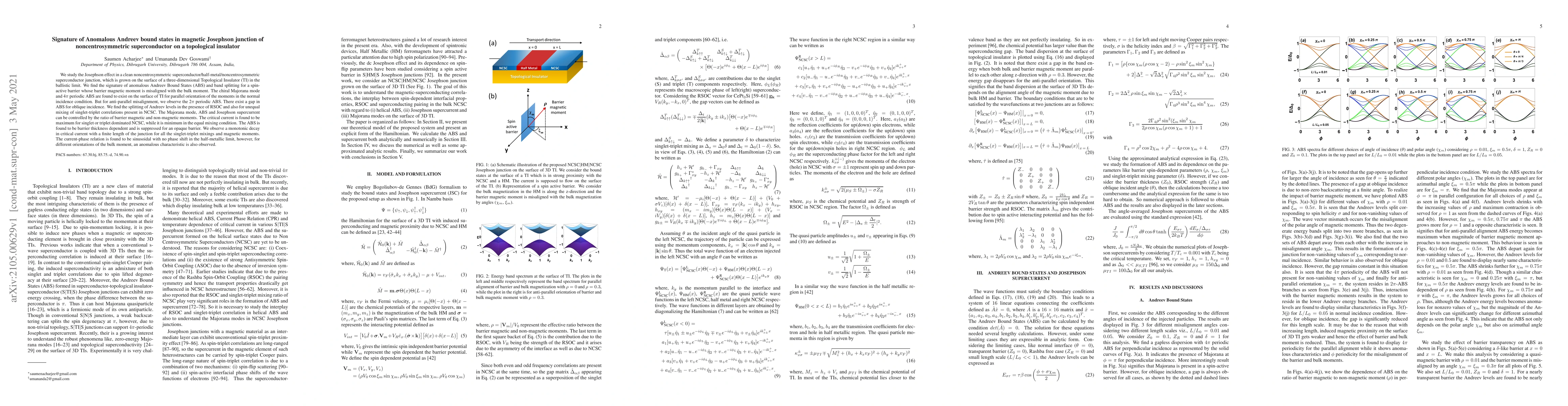 Thumbnail for Signature of Anomalous Andreev bound states in magnetic Josephson
  junction of noncentrosymmetric superconductor on a topological insulator