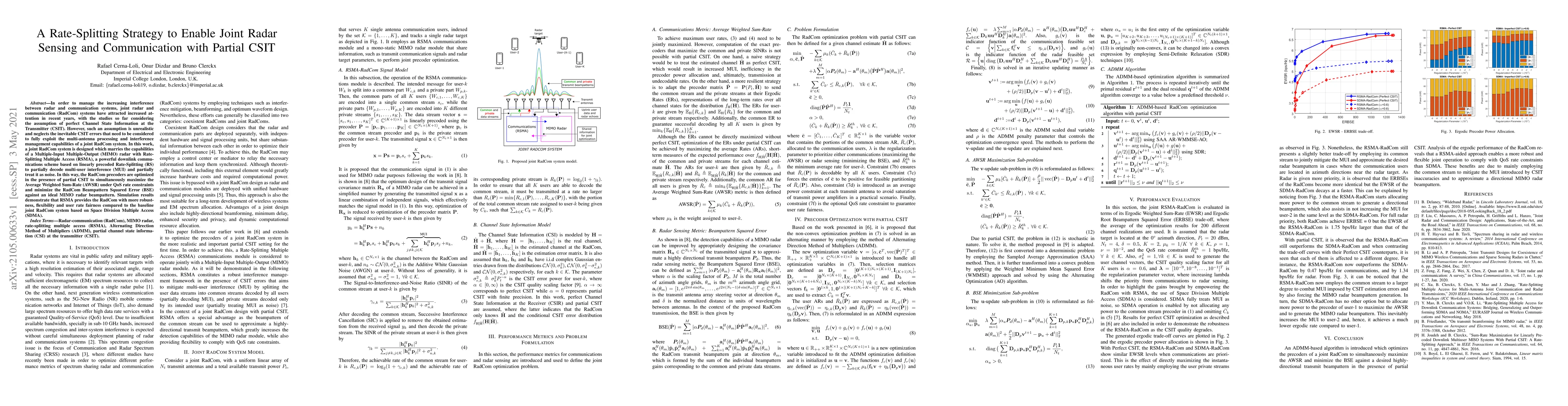 Thumbnail for A Rate-Splitting Strategy to Enable Joint Radar Sensing and
  Communication with Partial CSIT
