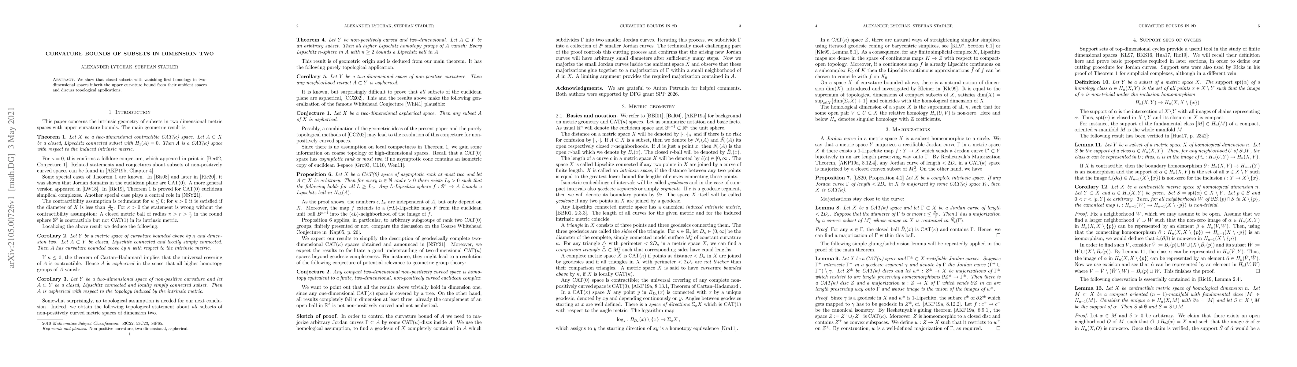 Thumbnail for Curvature bounds of subsets in dimension two