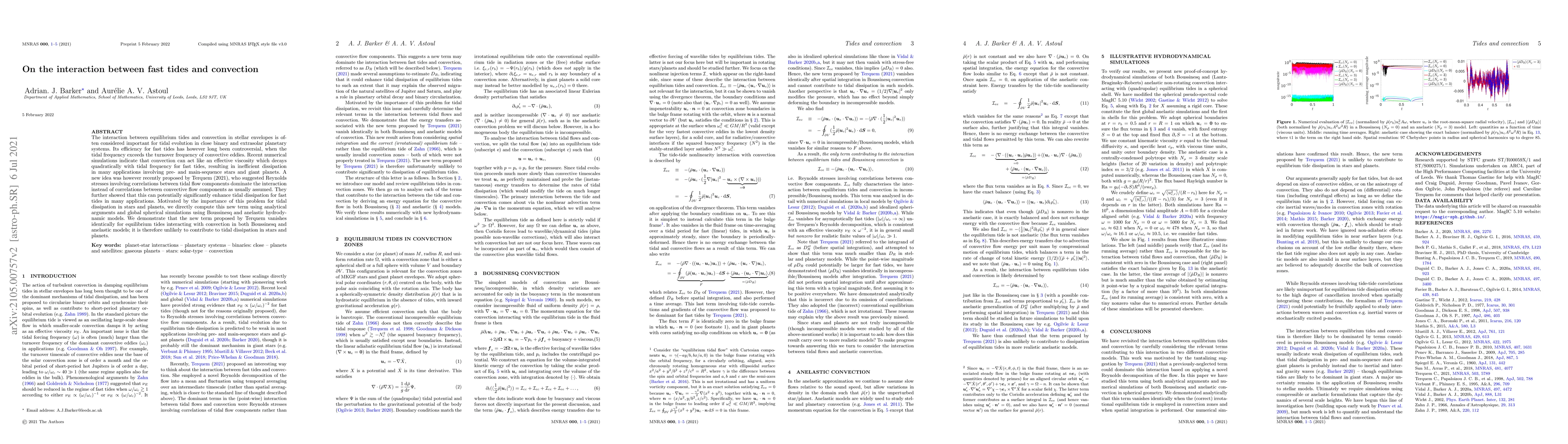 Thumbnail for On the interaction between fast tides and convection
