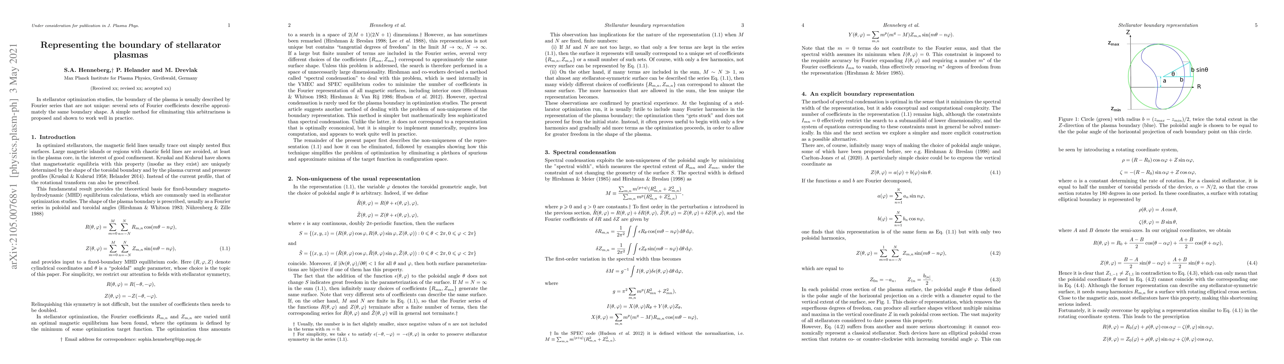 Thumbnail for Representing the boundary of stellarator plasmas