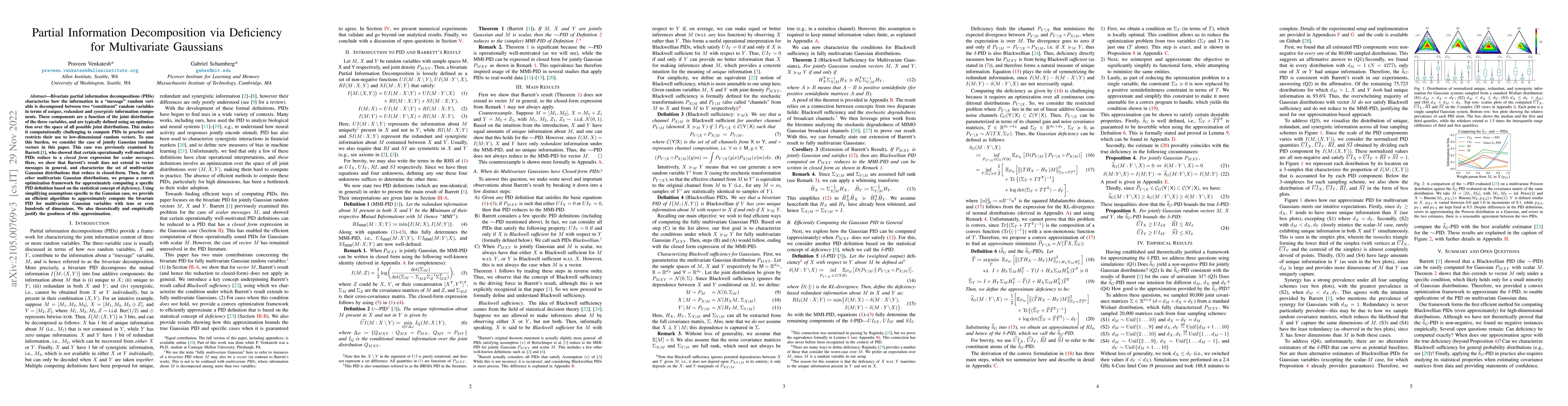 Thumbnail for Partial Information Decomposition via Deficiency for Multivariate
  Gaussians