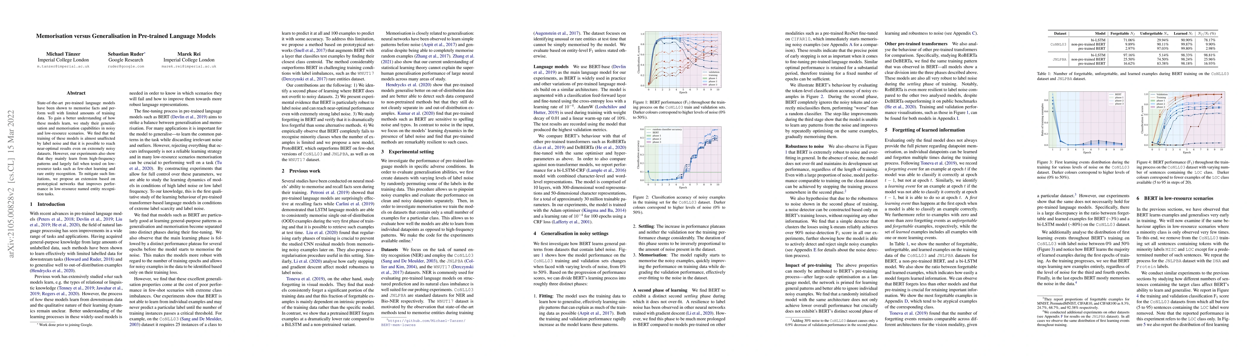 Thumbnail for Memorisation versus Generalisation in Pre-trained Language Models