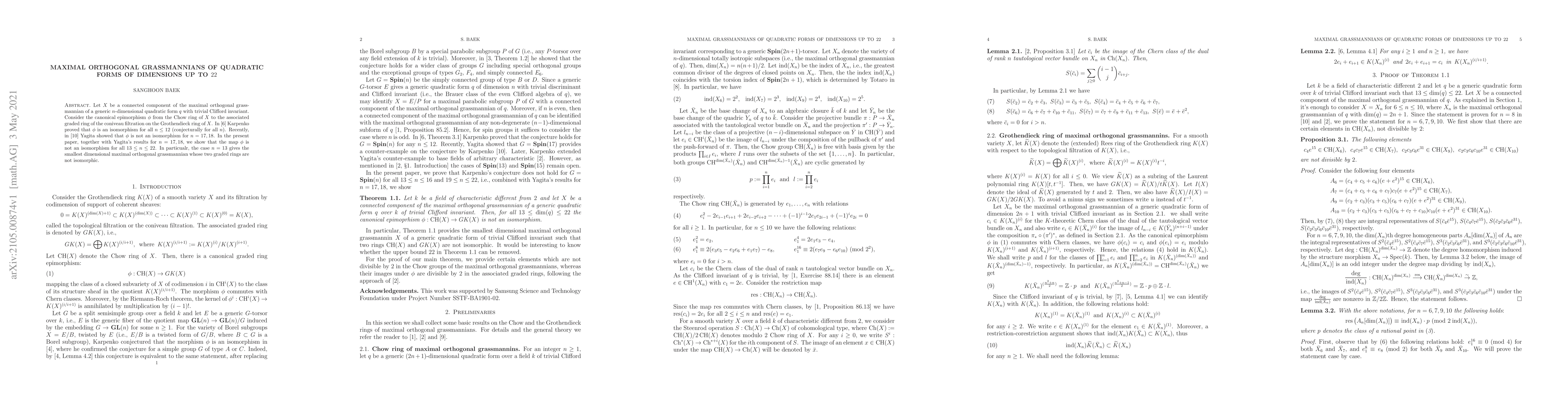 Thumbnail for Maximal orthogonal grassmannians of quadratic forms of dimensions up to
  $22$