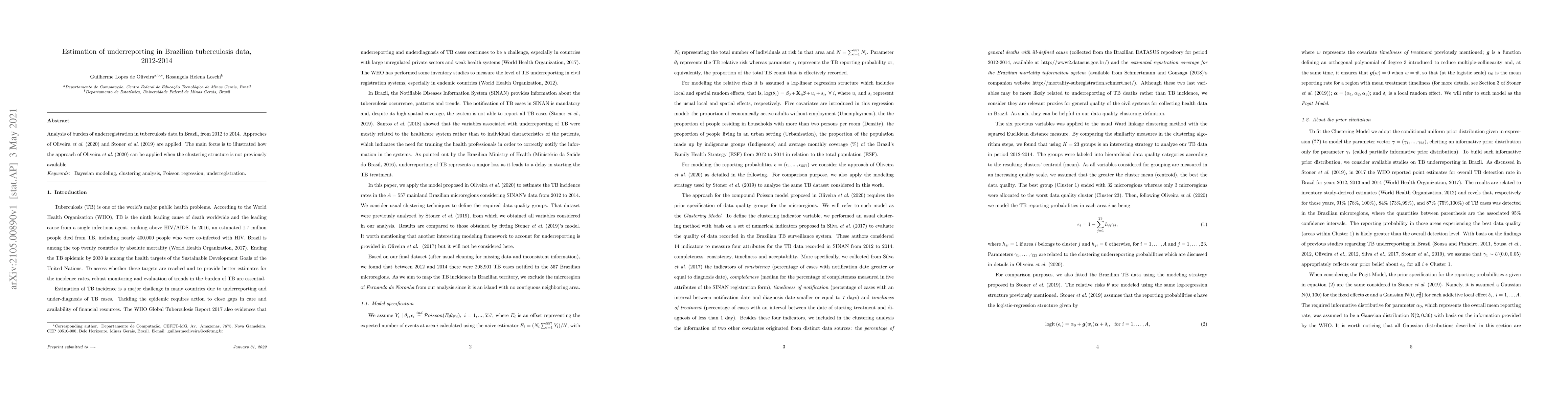 Thumbnail for Estimation of underreporting in Brazilian tuberculosis data, 2012-2014