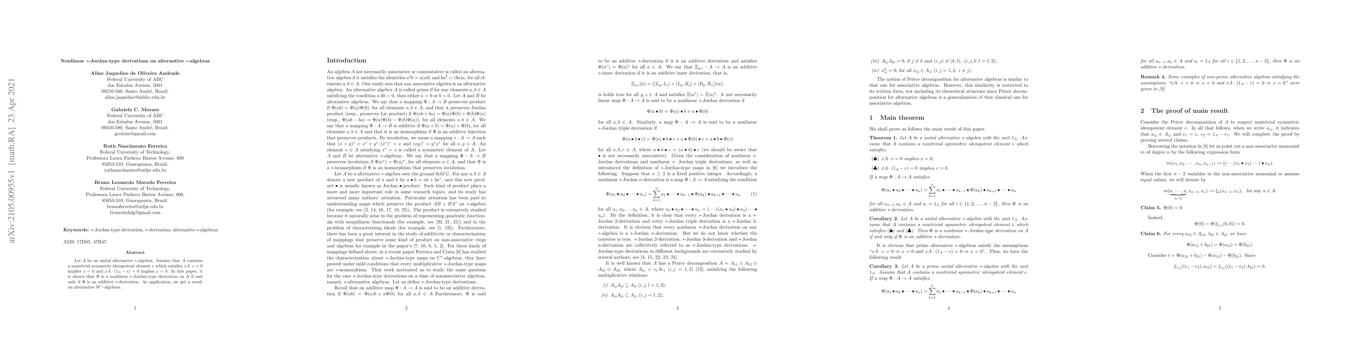 Thumbnail for Nonlinear $*$-Jordan-type derivations on alternative $*$-algebras