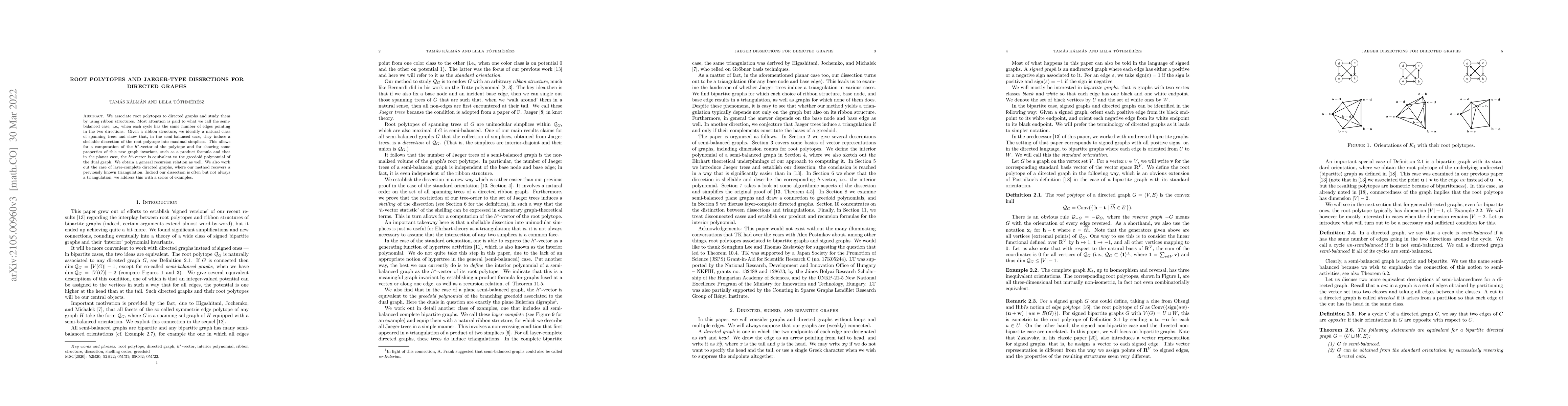 Thumbnail for Root polytopes and Jaeger-type dissections for directed graphs