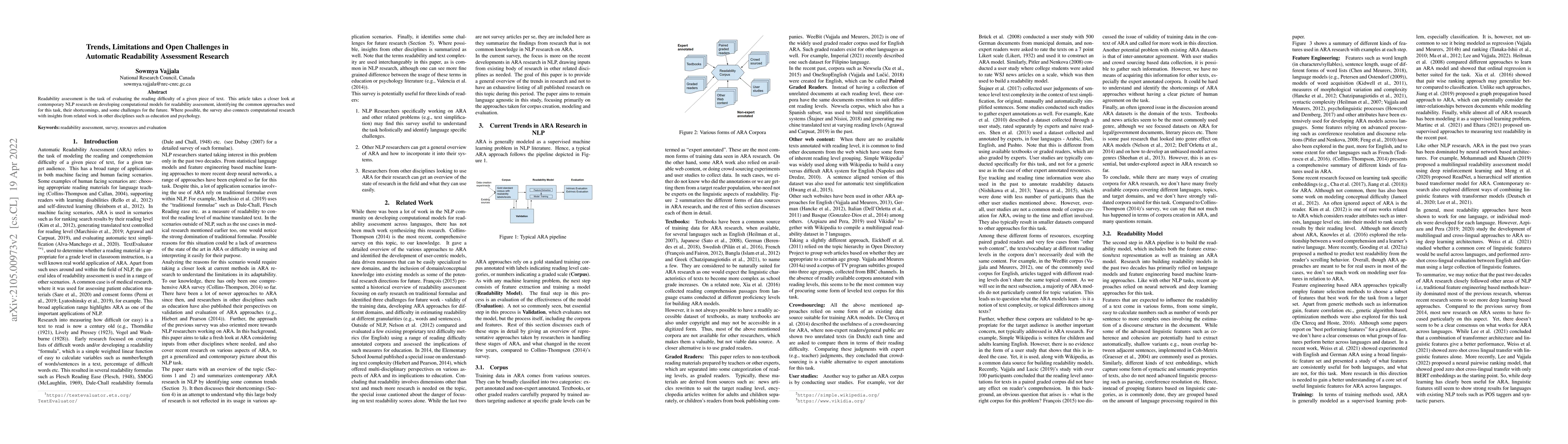 Thumbnail for Trends, Limitations and Open Challenges in Automatic Readability
  Assessment Research