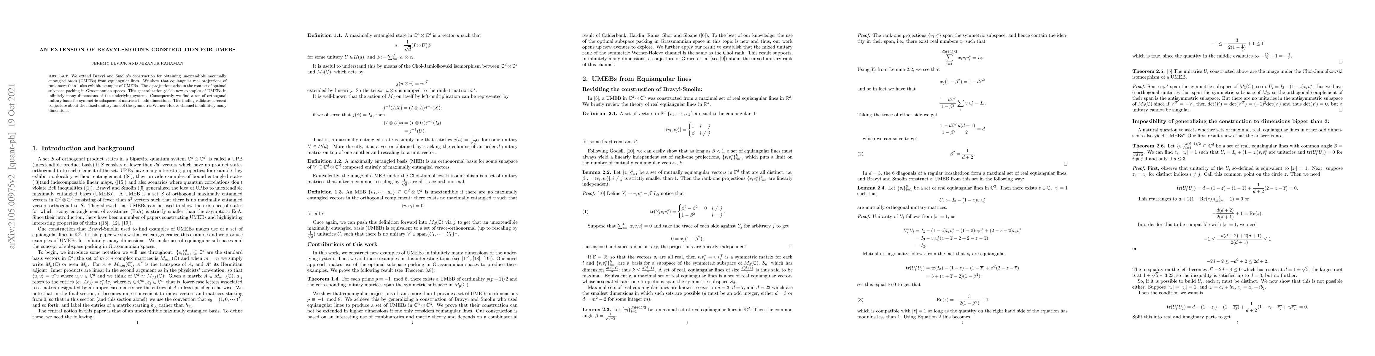 Thumbnail for An extension of Bravyi-Smolin's construction for UMEBs